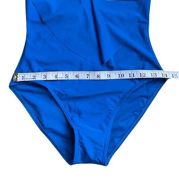 Sun and Sea | Blue Ruffle Halter One-Piece Women XS Swimsuit NWT - Picture 10 of 11